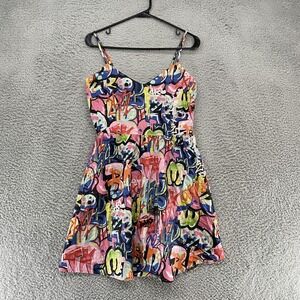 Retrolicious Dress Womens Large Graffiti Print Y2K‎ Maximalist 90s E-Girl USA